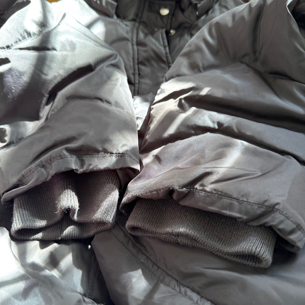 Michael Kors Down Puffer Coat Black Hooded Long Parka Size PL Warm Winter Jacket - Picture 11 of 15